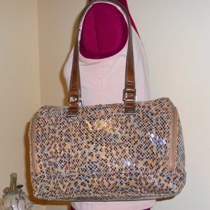 Hobo The Original Sparkly Brown Leather Animal Print Satchel 2 Straps